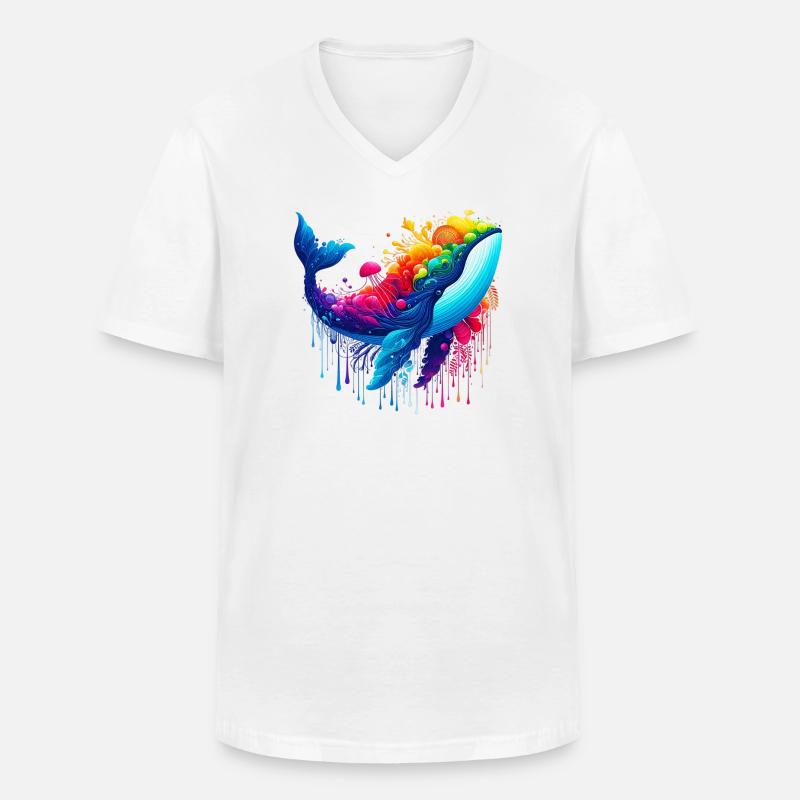 Wal - Männer-T-Shirt mit V-Ausschnitt - Weiß