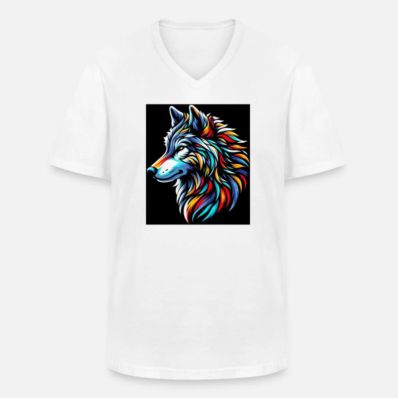 Wolf - Männer-T-Shirt mit V-Ausschnitt - Weiß