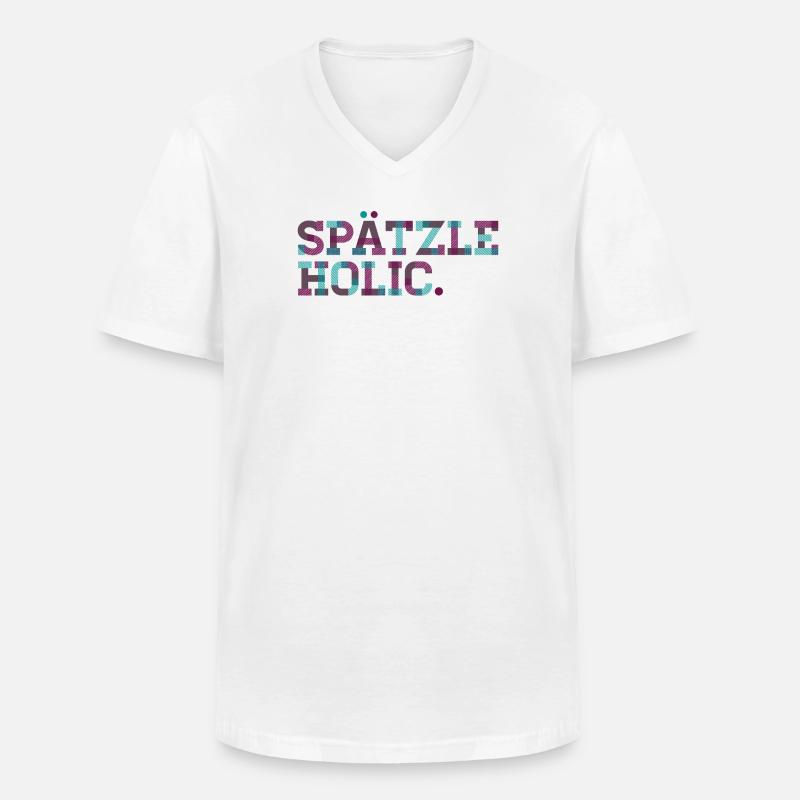 Spätzleholic - Männer-T-Shirt mit V-Ausschnitt - Weiß