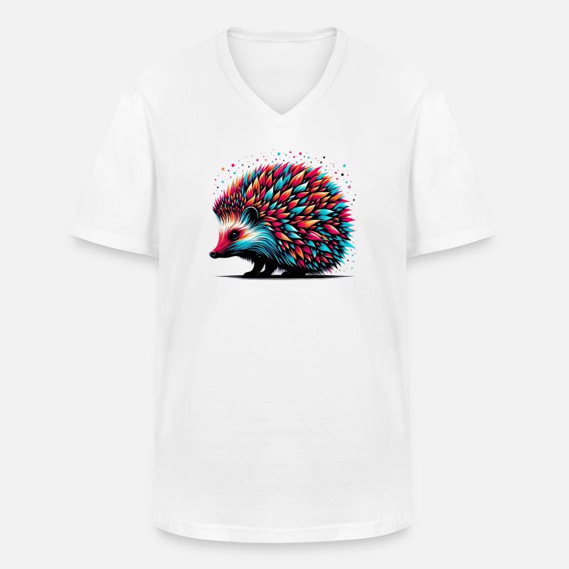 Igel - Männer-T-Shirt mit V-Ausschnitt - Weiß