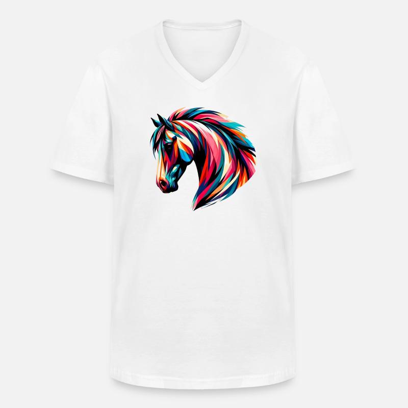 Pferd - Männer-T-Shirt mit V-Ausschnitt - Weiß