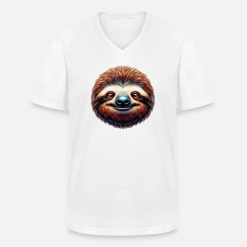 Faultier - Männer-T-Shirt mit V-Ausschnitt - Weiß