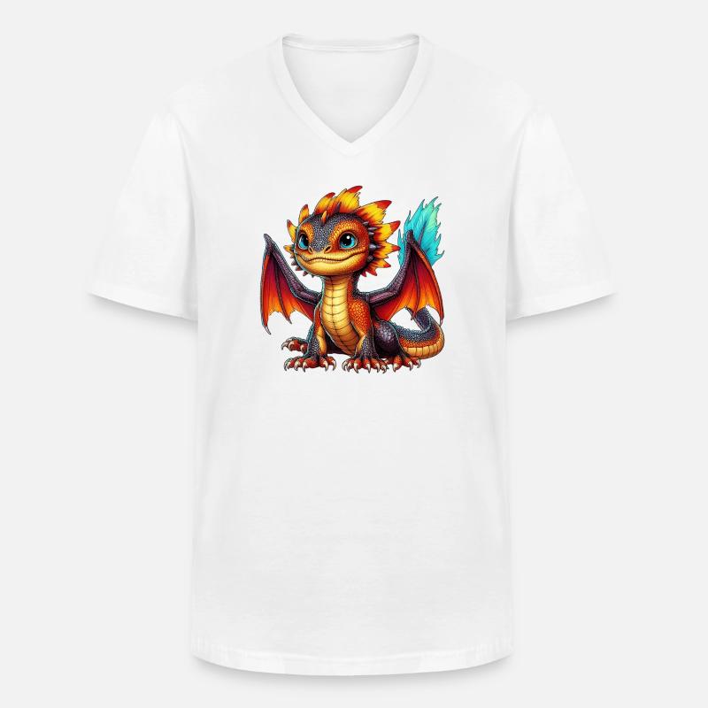 Drache - Männer-T-Shirt mit V-Ausschnitt - Weiß