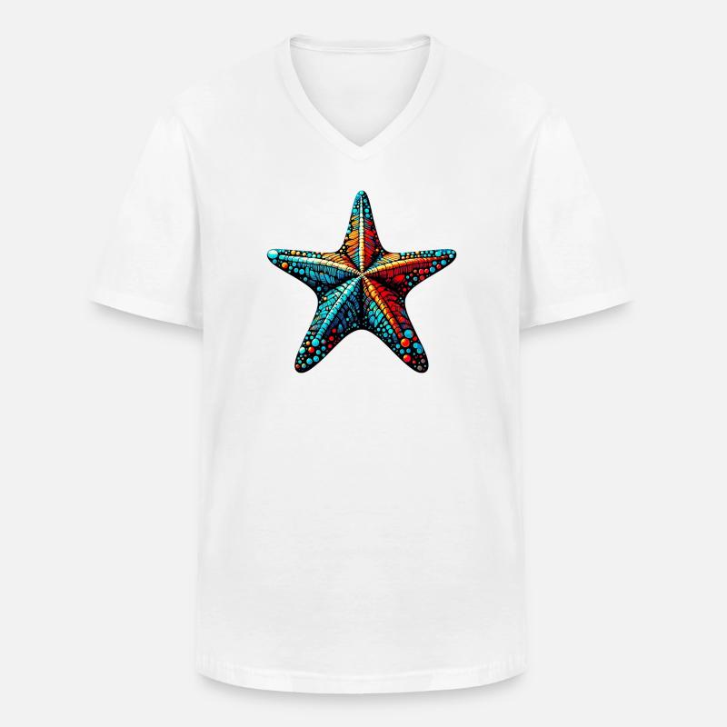 Seestern - Männer-T-Shirt mit V-Ausschnitt - Weiß