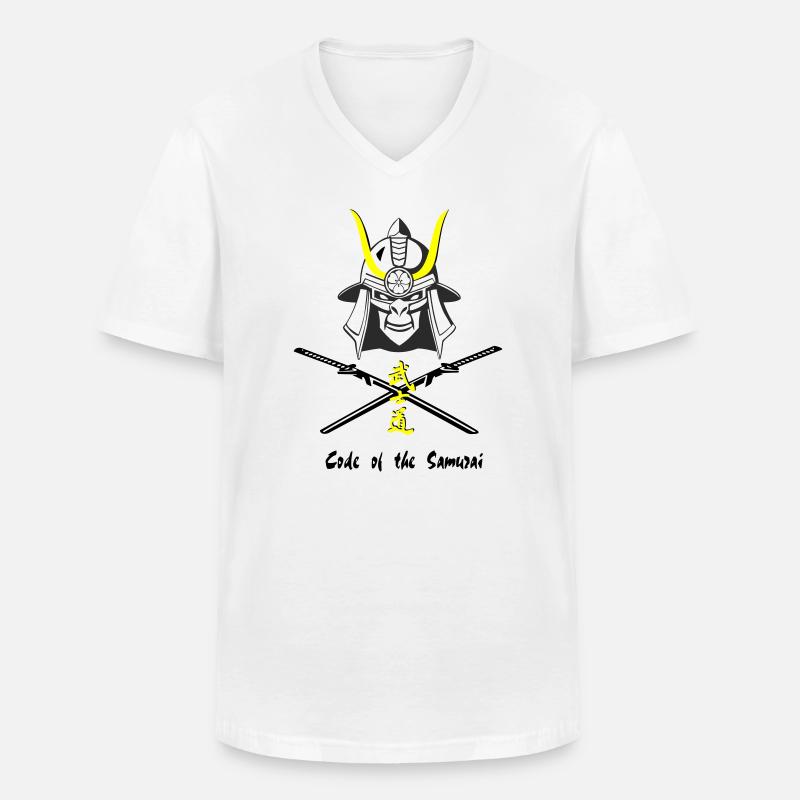Samuraihelm Kabuto 4 - Männer-T-Shirt mit V-Ausschnitt - Weiß