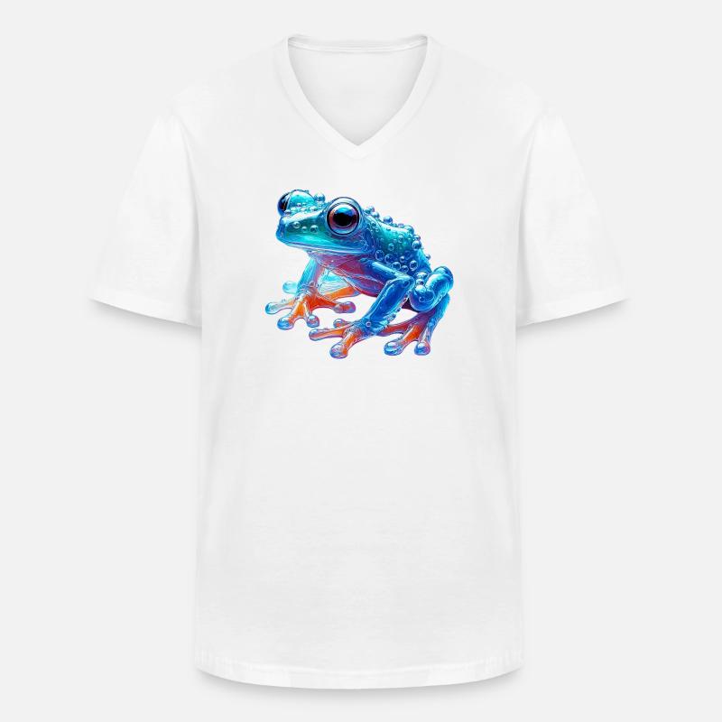 Frosch - Männer-T-Shirt mit V-Ausschnitt - Weiß