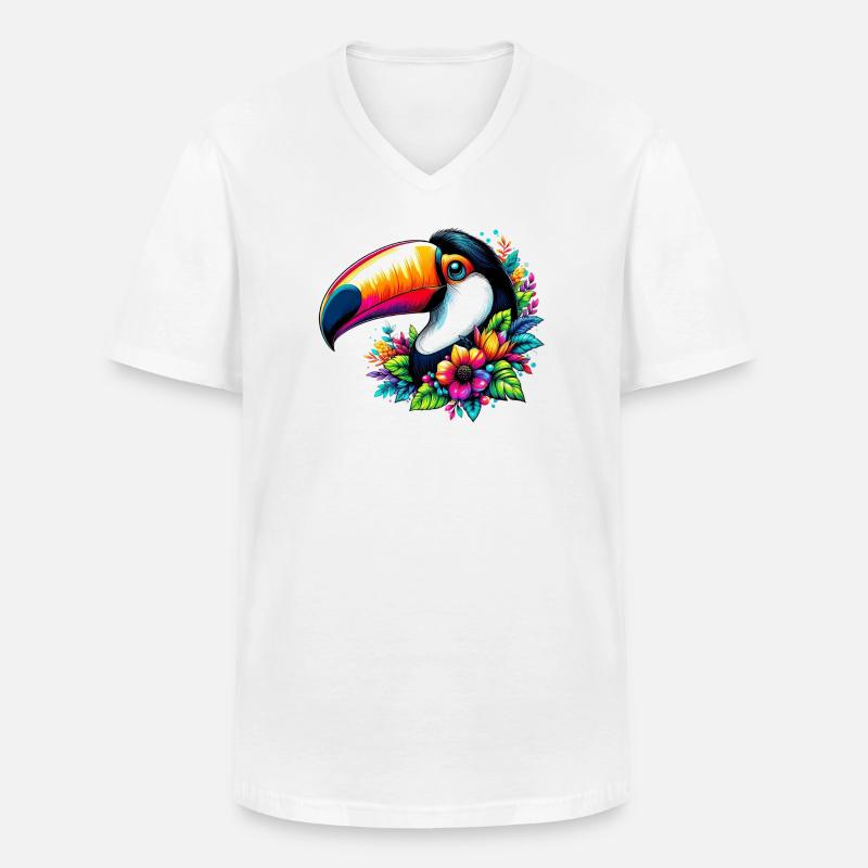 Tukan - Männer-T-Shirt mit V-Ausschnitt - Weiß
