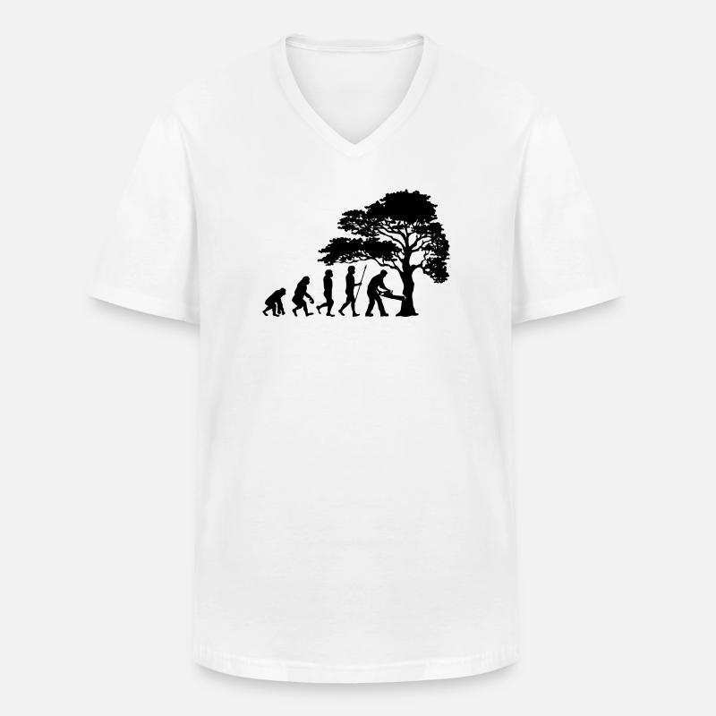 Lumberjack Tree Evolution sciure de bois - T-shirt col V Homme - blanc