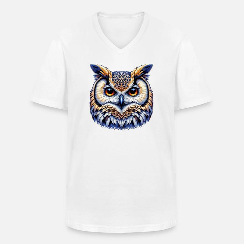Eule - Männer-T-Shirt mit V-Ausschnitt - Weiß