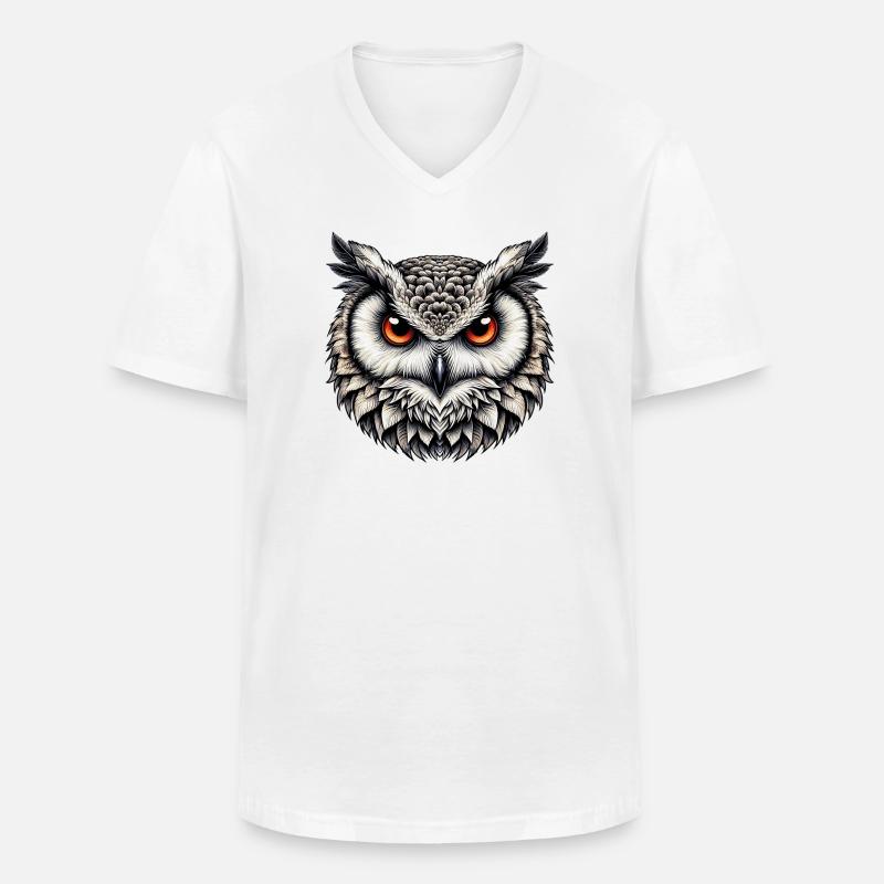 Eule - Männer-T-Shirt mit V-Ausschnitt - Weiß