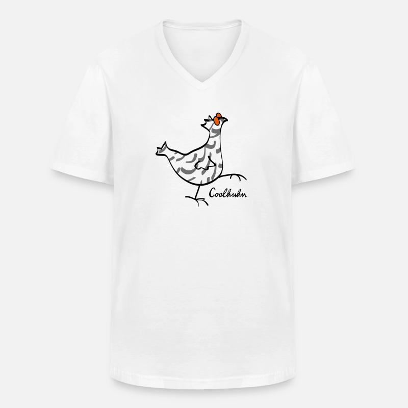 RIKELS Cool-Huhn - Männer-T-Shirt mit V-Ausschnitt - Weiß