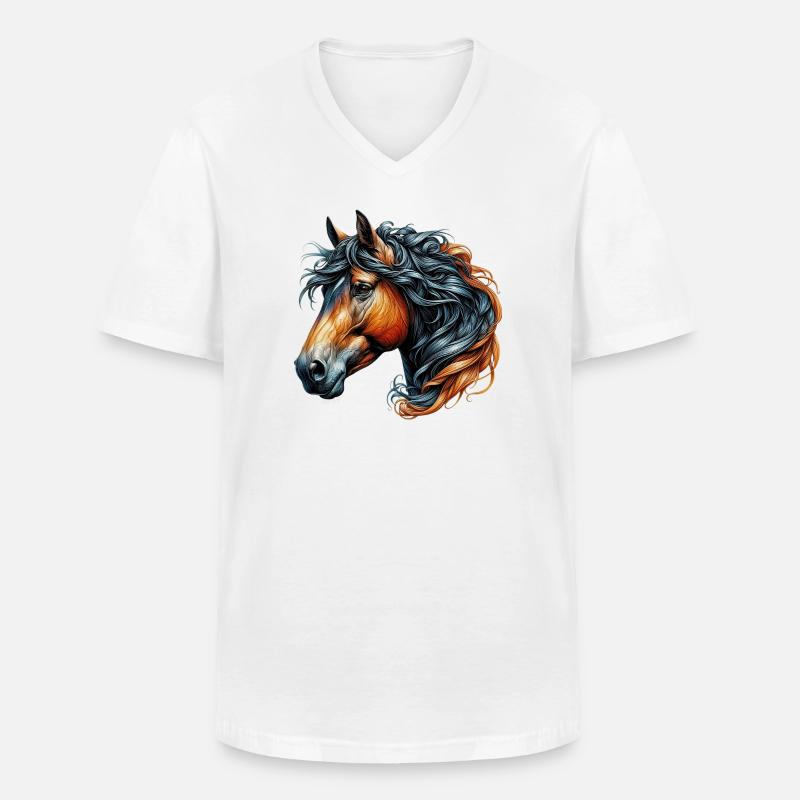 Pferd - Männer-T-Shirt mit V-Ausschnitt - Weiß