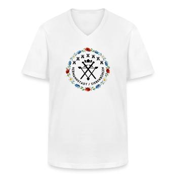 Siebenbürgen Hermannstadt mit schwarzer Schrift - Männer-T-Shirt mit V-Ausschnitt - Weiß - Vorne - AI Model Male 185 light (185cm)