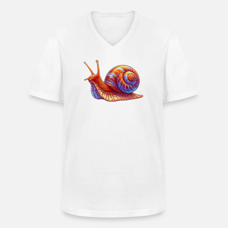 Schnecke - Männer-T-Shirt mit V-Ausschnitt - Weiß