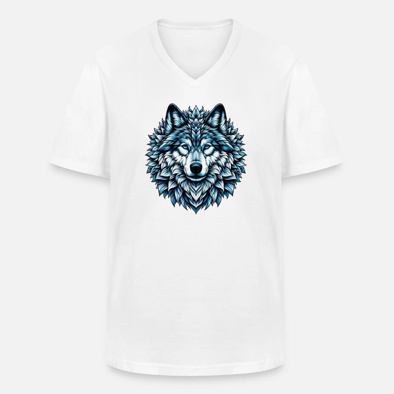 Wolf - Männer-T-Shirt mit V-Ausschnitt - Weiß