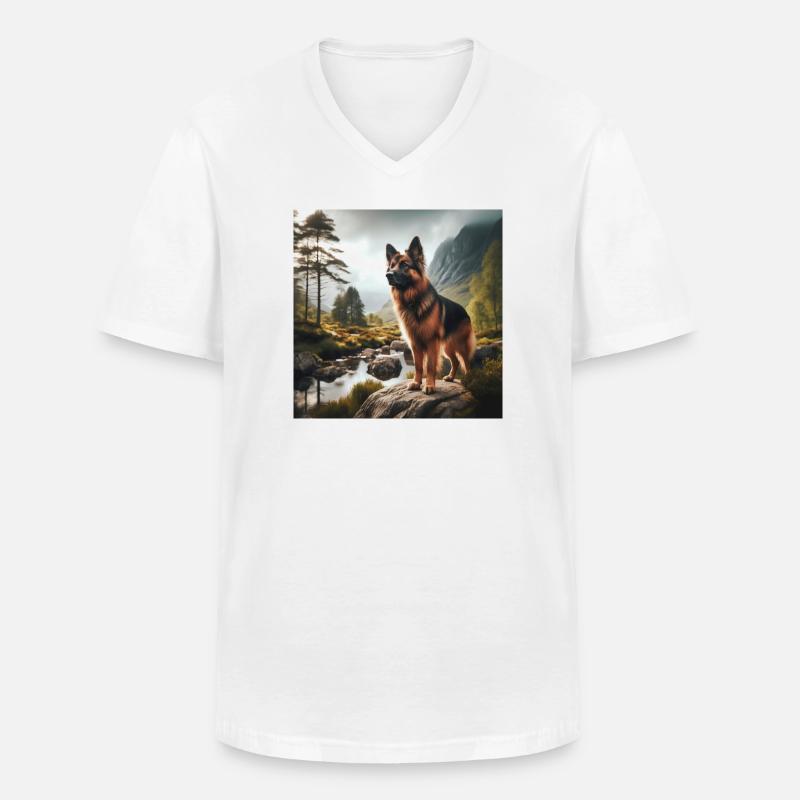 Deutscher Schäferhund Kunst - Männer-T-Shirt mit V-Ausschnitt - Weiß