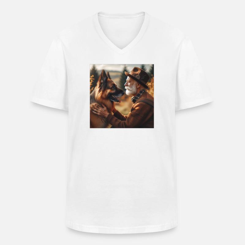Deutscher Schäferhund Kunst - Männer-T-Shirt mit V-Ausschnitt - Weiß