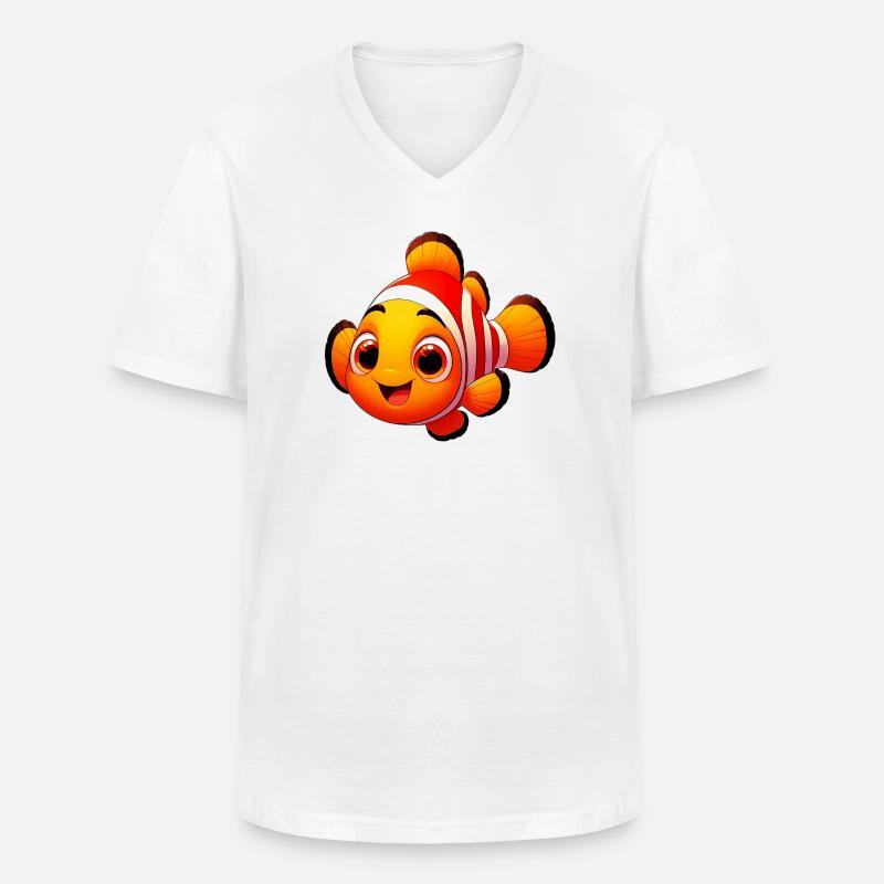 Clownfisch - Männer-T-Shirt mit V-Ausschnitt - Weiß