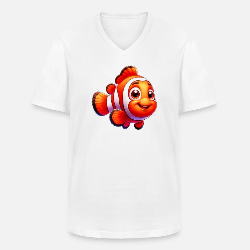 Clownfisch - Männer-T-Shirt mit V-Ausschnitt - Weiß