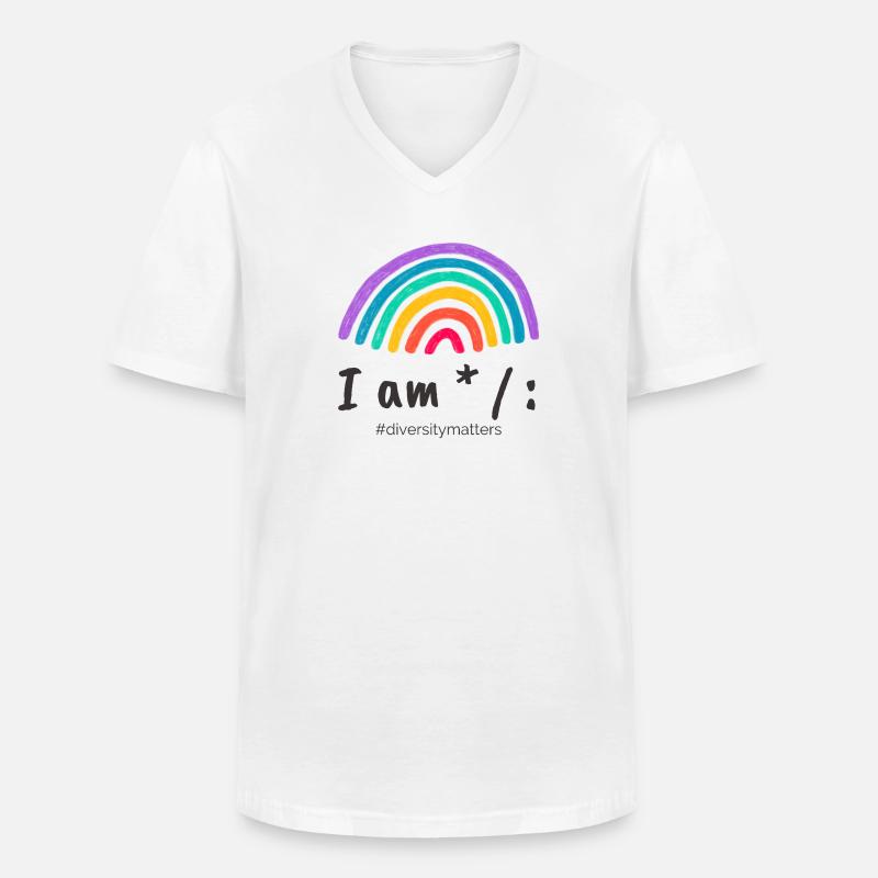 I am * / : #diversitymatters - Männer-T-Shirt mit V-Ausschnitt - Weiß