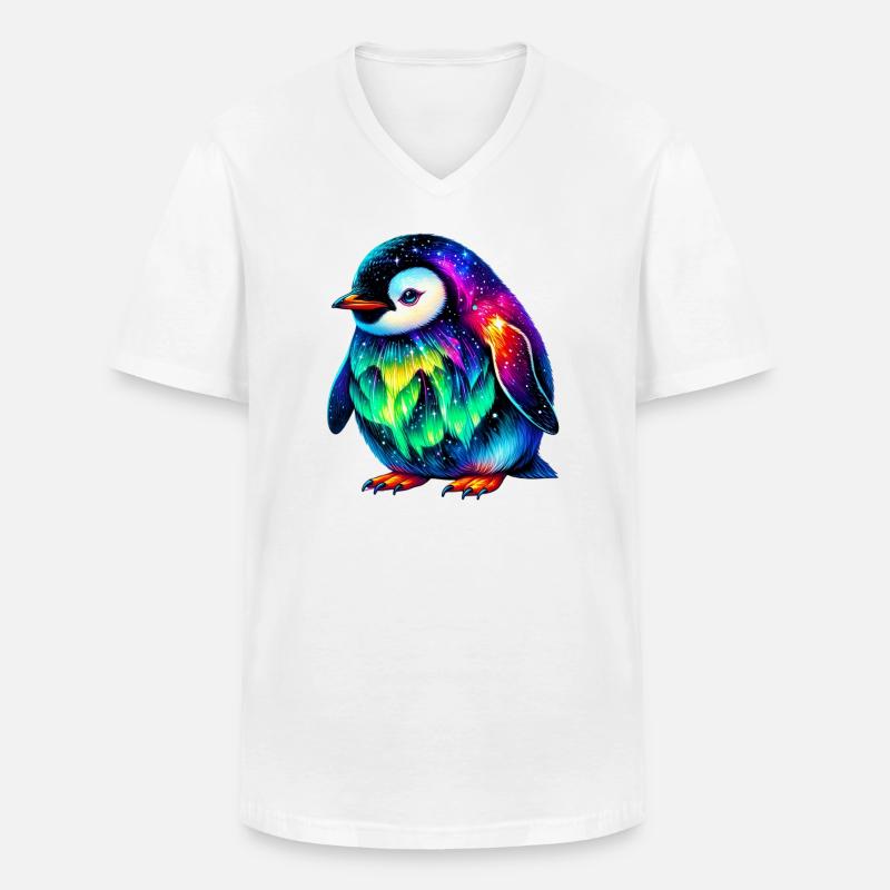 Aurora Borealis Pinguin - Männer-T-Shirt mit V-Ausschnitt - Weiß