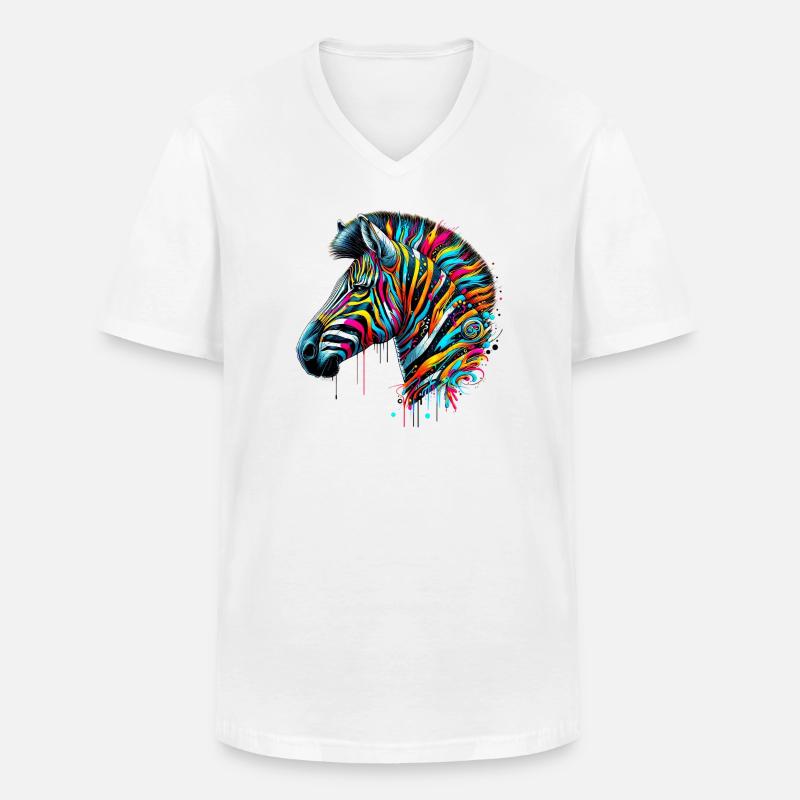 Zebra - Männer-T-Shirt mit V-Ausschnitt - Weiß