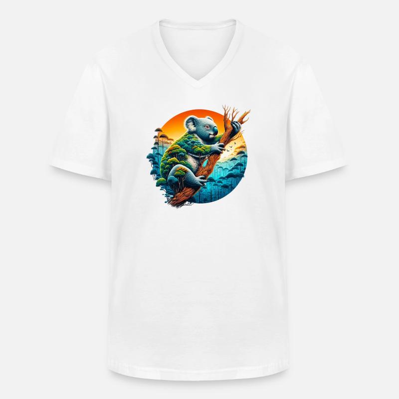 Koala - Männer-T-Shirt mit V-Ausschnitt - Weiß