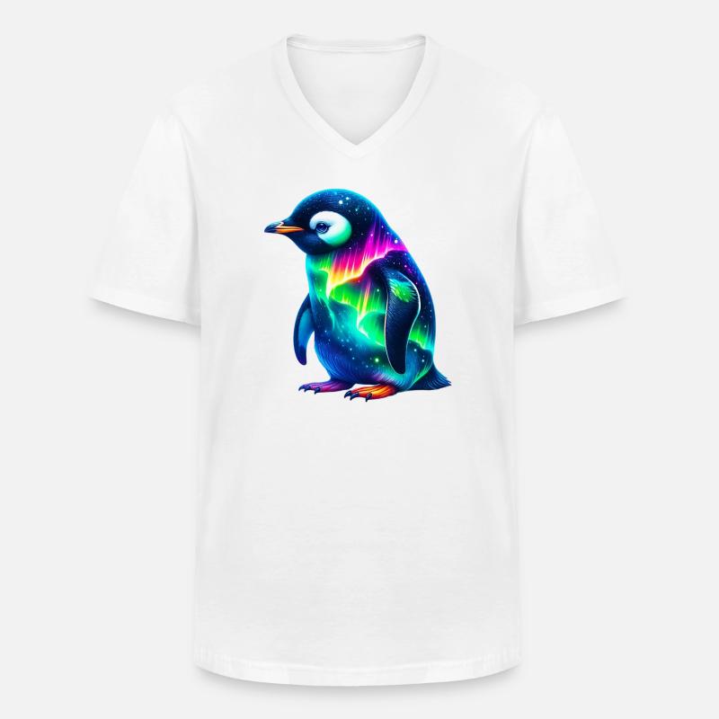 Aurora Borealis Pinguin - Männer-T-Shirt mit V-Ausschnitt - Weiß
