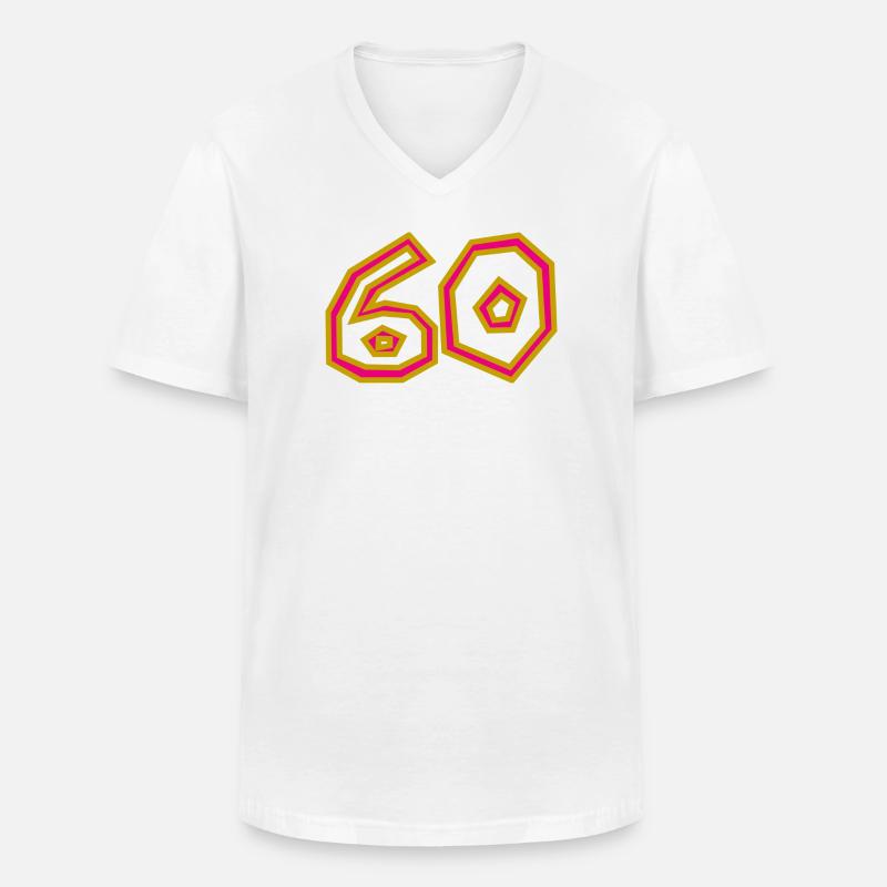 60. 60 ANNI. 60° ANNIVERSARIO. 60° COMPLEANNO. - Maglietta da uomo classica con scollo a V - bianco