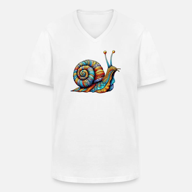 Schnecke - Männer-T-Shirt mit V-Ausschnitt - Weiß