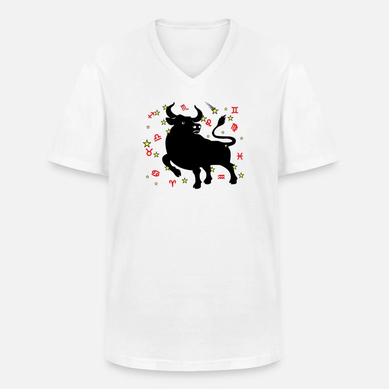 Sternzeichen Stern Logo Stier - Männer-T-Shirt mit V-Ausschnitt - Weiß