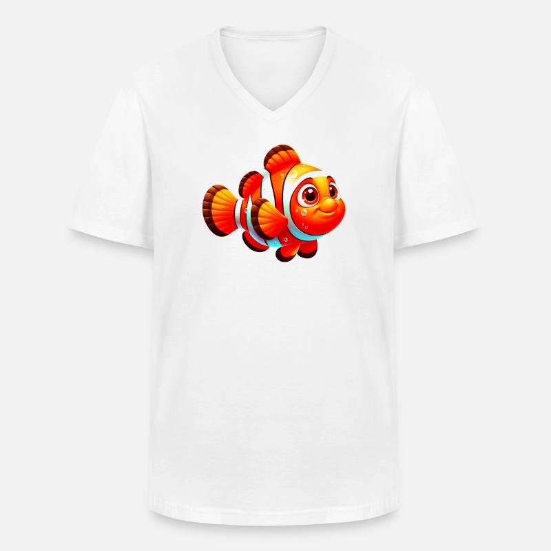 Clownfisch - Männer-T-Shirt mit V-Ausschnitt - Weiß