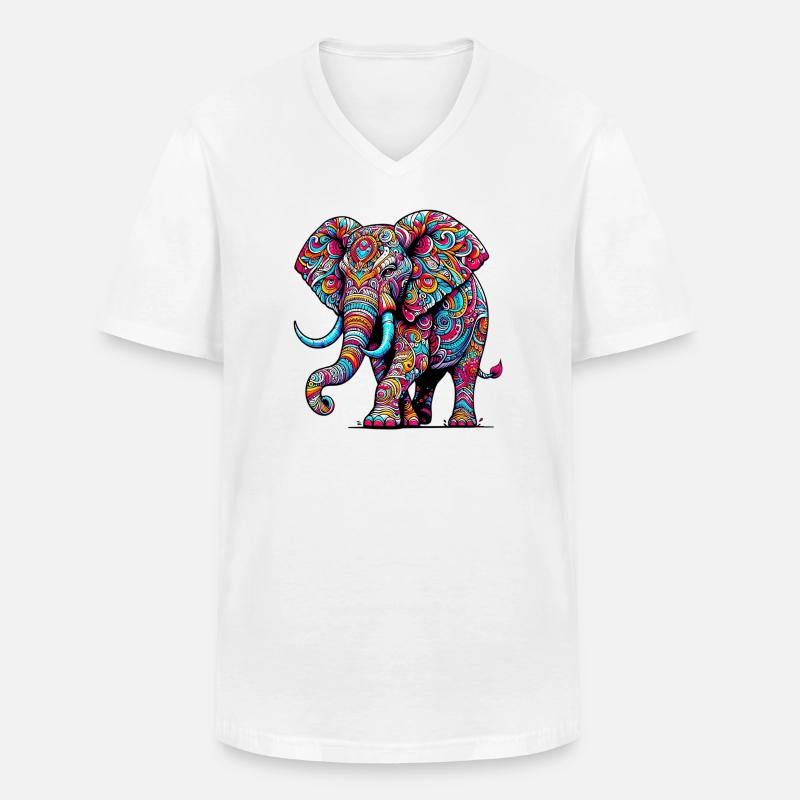Elefant - Männer-T-Shirt mit V-Ausschnitt - Weiß