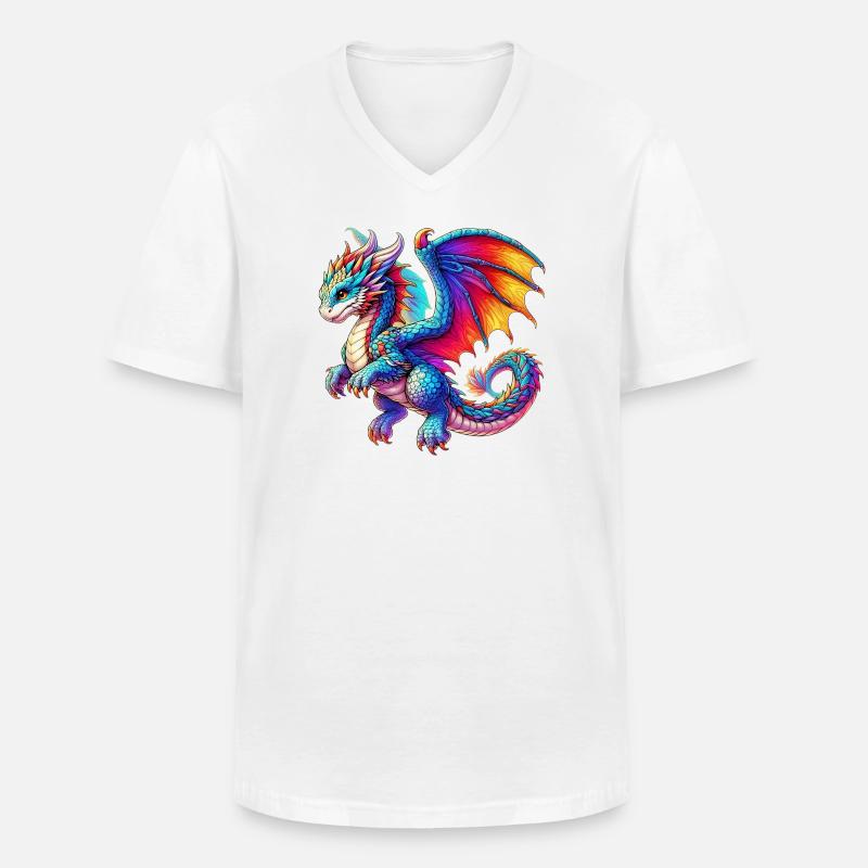 Drache - Männer-T-Shirt mit V-Ausschnitt - Weiß
