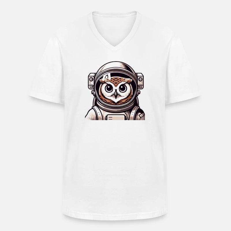 Eine Astronauten-Eule im Cartoon-Stil - Männer-T-Shirt mit V-Ausschnitt - Weiß