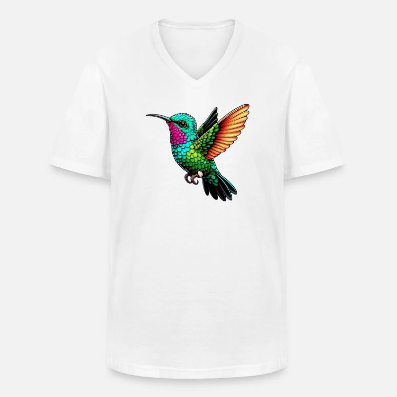 Kolibri - Männer-T-Shirt mit V-Ausschnitt - Weiß