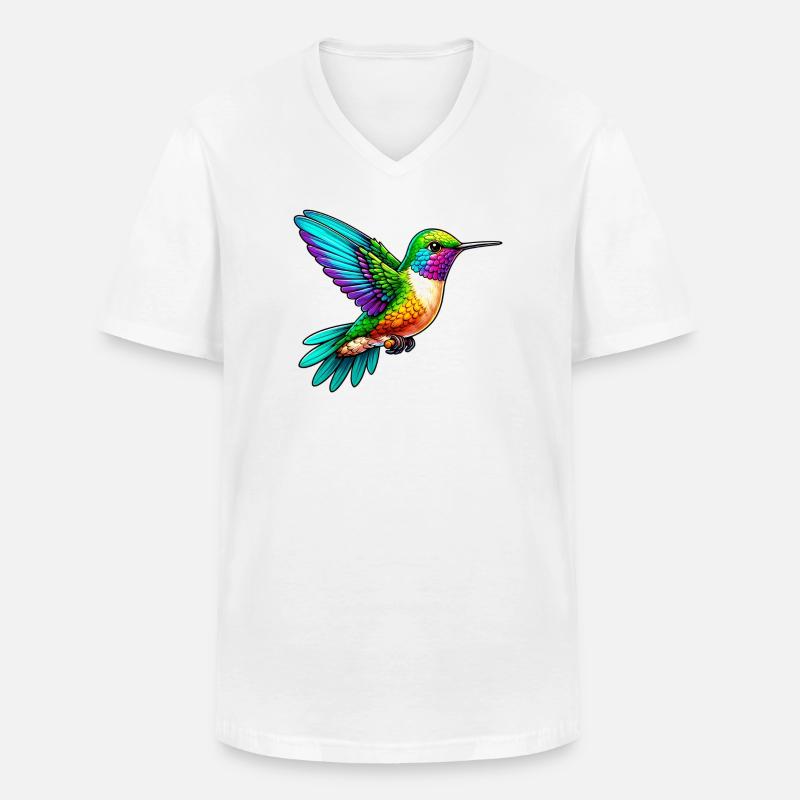 Kolibri - Männer-T-Shirt mit V-Ausschnitt - Weiß