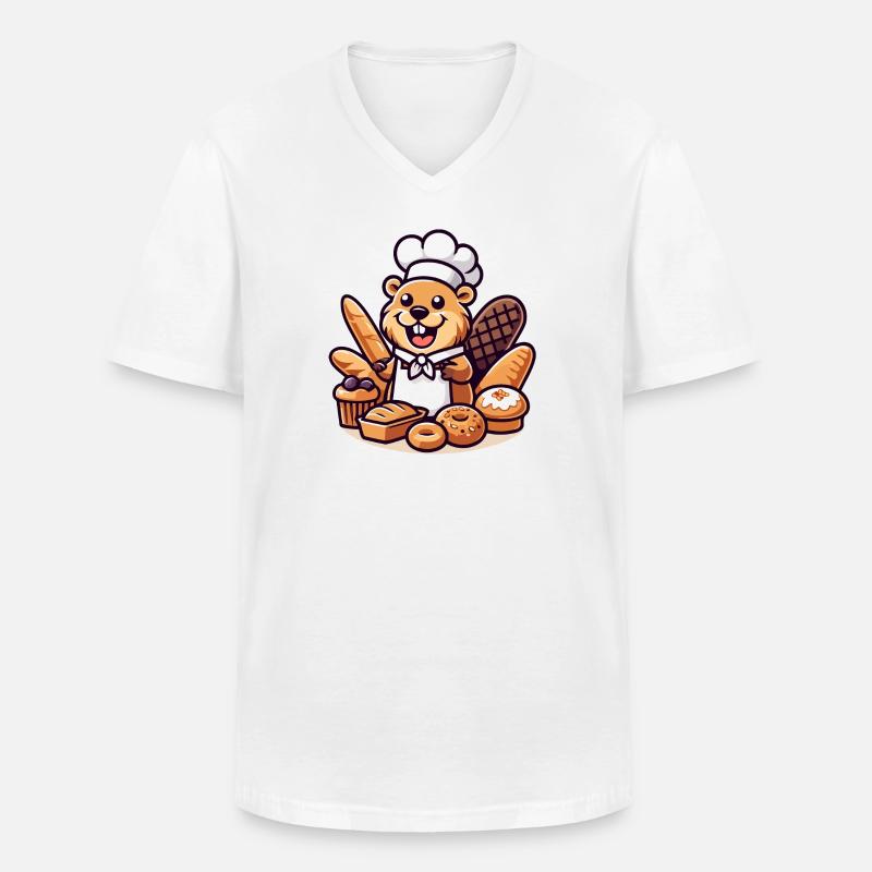 Baker Beaver: Der Konditorei-Profi - Männer-T-Shirt mit V-Ausschnitt - Weiß