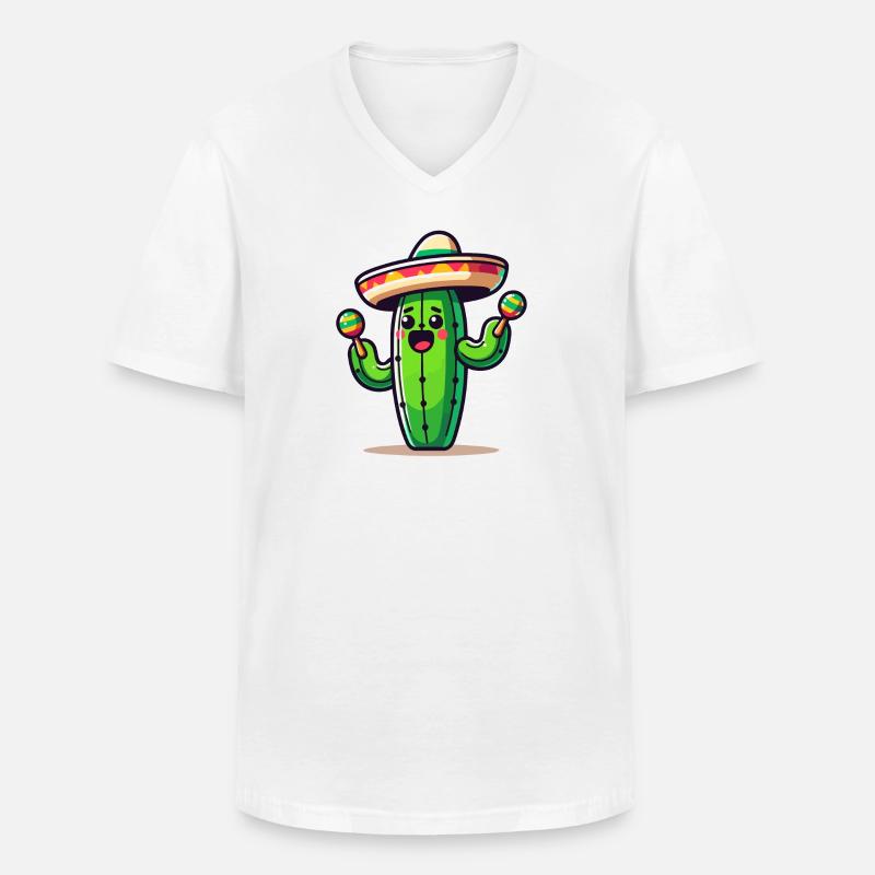 Fiesta-Kaktus: Der Saguaro-Shaker - Männer-T-Shirt mit V-Ausschnitt - Weiß