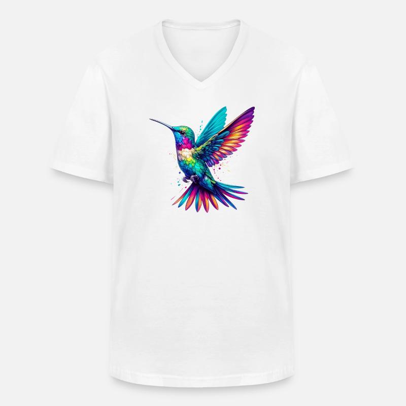 Kolibri - Männer-T-Shirt mit V-Ausschnitt - Weiß