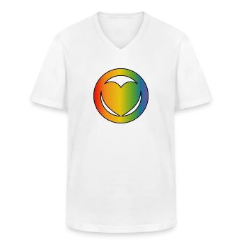 LGBT Herz CSD Shirt - Männer-T-Shirt mit V-Ausschnitt - Weiß - Vorne - AI Model Male 185 light (185cm)