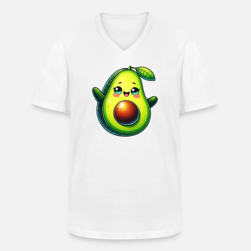 Avocado - Männer-T-Shirt mit V-Ausschnitt - Weiß