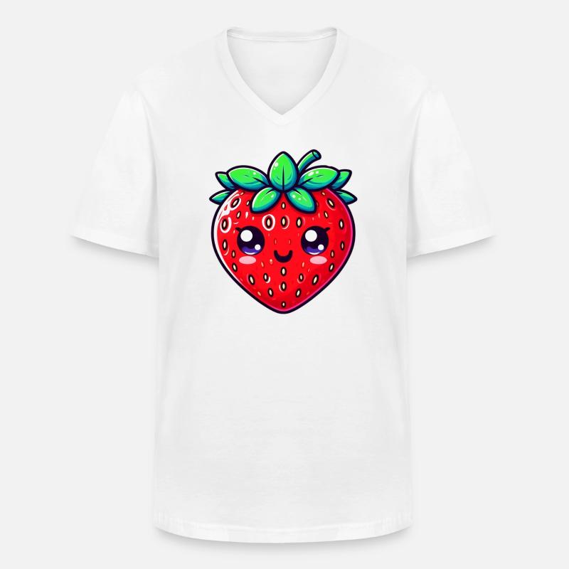Erdbeer-Erdbeeren - Männer-T-Shirt mit V-Ausschnitt - Weiß
