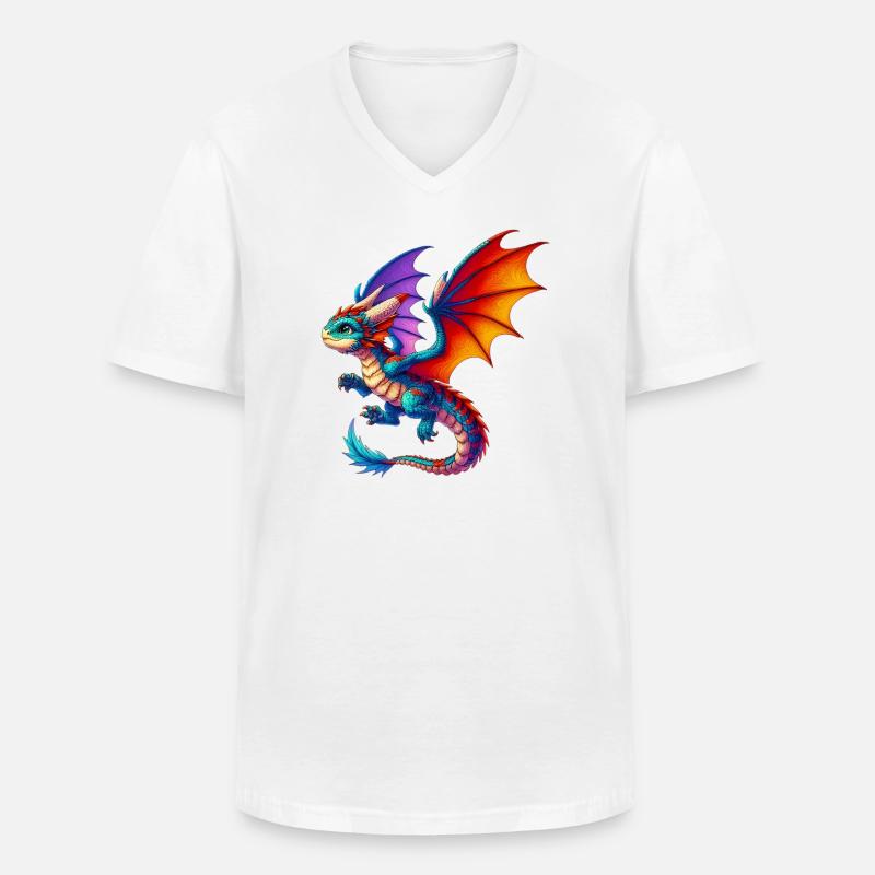 Drache - Männer-T-Shirt mit V-Ausschnitt - Weiß