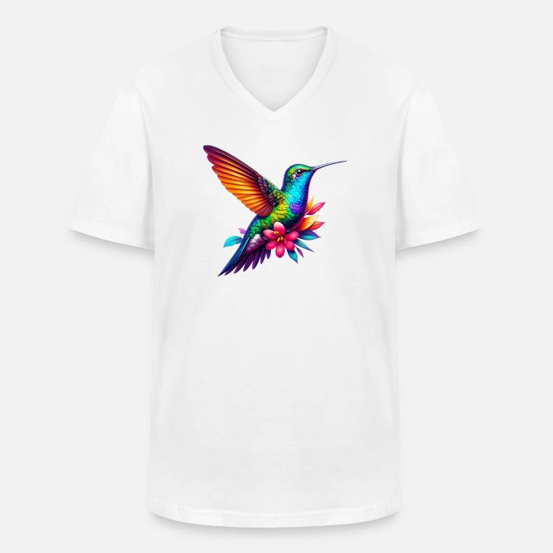 Kolibri - Männer-T-Shirt mit V-Ausschnitt - Weiß