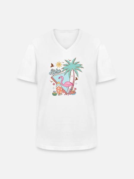 Aloha Été - T-shirt col V Homme - blanc