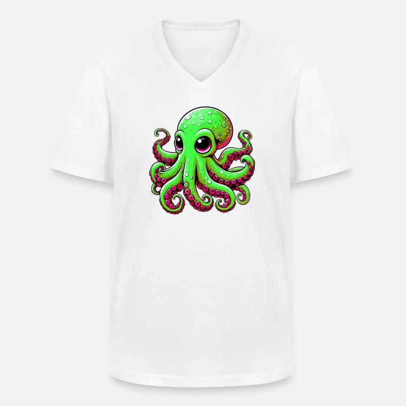 Krake - Männer-T-Shirt mit V-Ausschnitt - Weiß