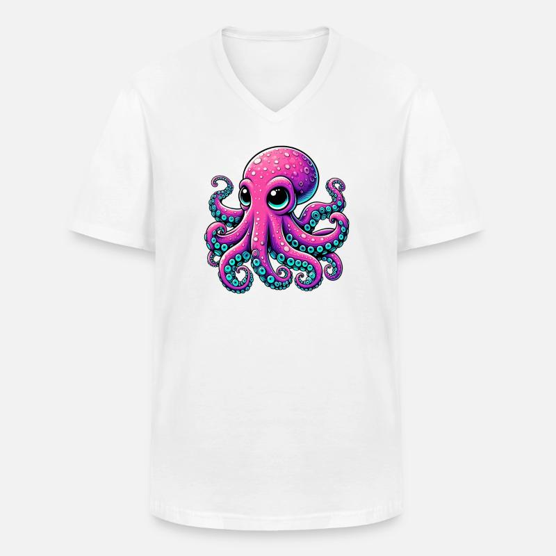 Krake - Männer-T-Shirt mit V-Ausschnitt - Weiß