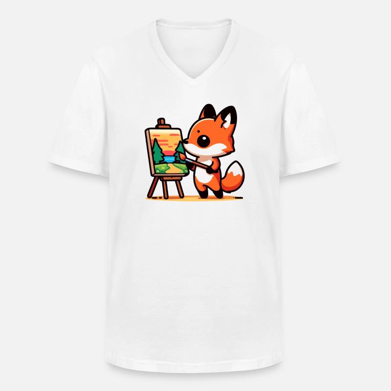 Fox Palette: Der Waldmaler - Männer-T-Shirt mit V-Ausschnitt - Weiß