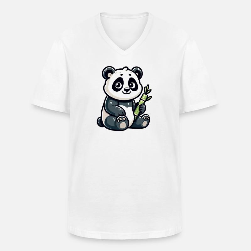 Bamboo Buddy: Der Content-Panda - Männer-T-Shirt mit V-Ausschnitt - Weiß